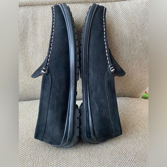 Geox Respira Men’s Driving Loafer. Black Suede W/Cream White Stitching, Size 44. - Picture 5 of 16